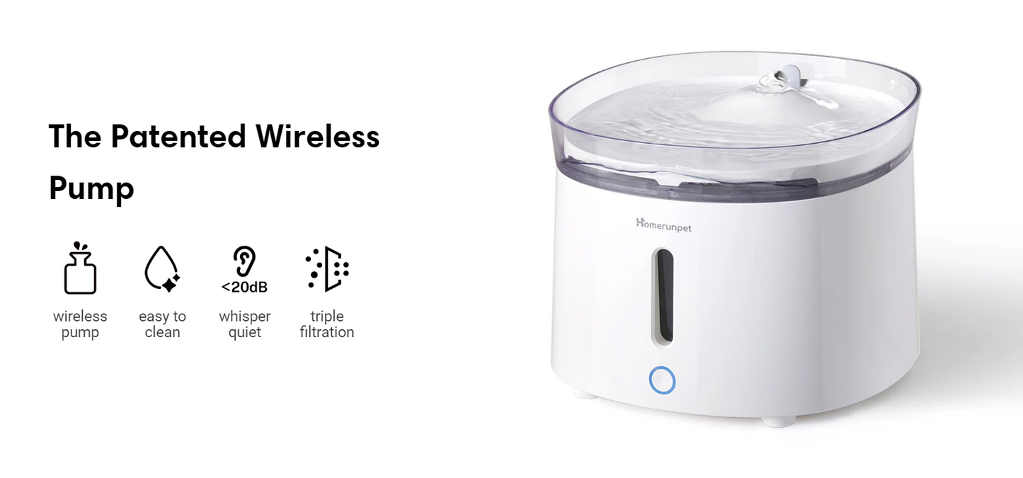 HomerunPet Cat Water Fountain with Wireless Pump