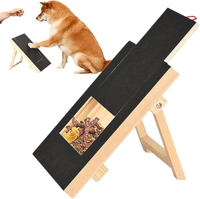 Green Dog Nail Scratching Board, Wooden Dog Claw File Toy, Nail Scratch Pad with Snack Box & Replacement Sandpaper, Pet Supplies for Trimming & Grooming