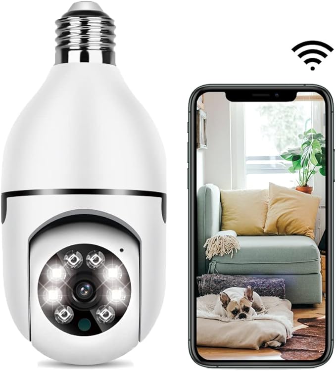 Light Socket Security Camera,2.4G WiFi Light Socket Security Cameras 1080P,Security Wireless Security Camera,Outdoor/Indoor,Color Night Vision,Twoway Dialogue,Motion Tracking,Cloud Storage