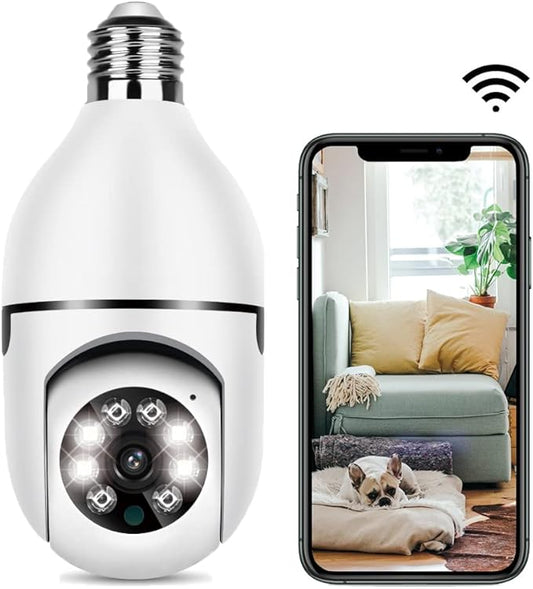 Light Socket Security Camera,2.4G WiFi Light Socket Security Cameras 1080P,Security Wireless Security Camera,Outdoor/Indoor,Color Night Vision,Twoway Dialogue,Motion Tracking,Cloud Storage