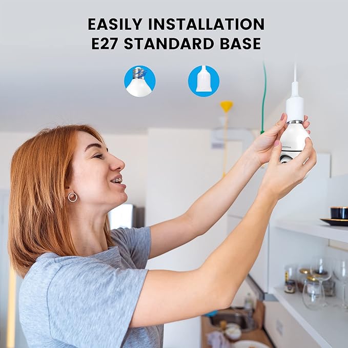 Light Socket Security Camera,2.4G WiFi Light Socket Security Cameras 1080P,Security Wireless Security Camera,Outdoor/Indoor,Color Night Vision,Twoway Dialogue,Motion Tracking,Cloud Storage