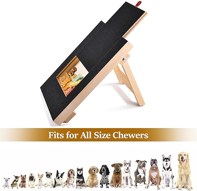 Green Dog Nail Scratching Board, Wooden Dog Claw File Toy, Nail Scratch Pad with Snack Box & Replacement Sandpaper, Pet Supplies for Trimming & Grooming